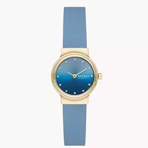 NWT Skagen Freja Lille Two-Hand Coastal Blue Leather Watch